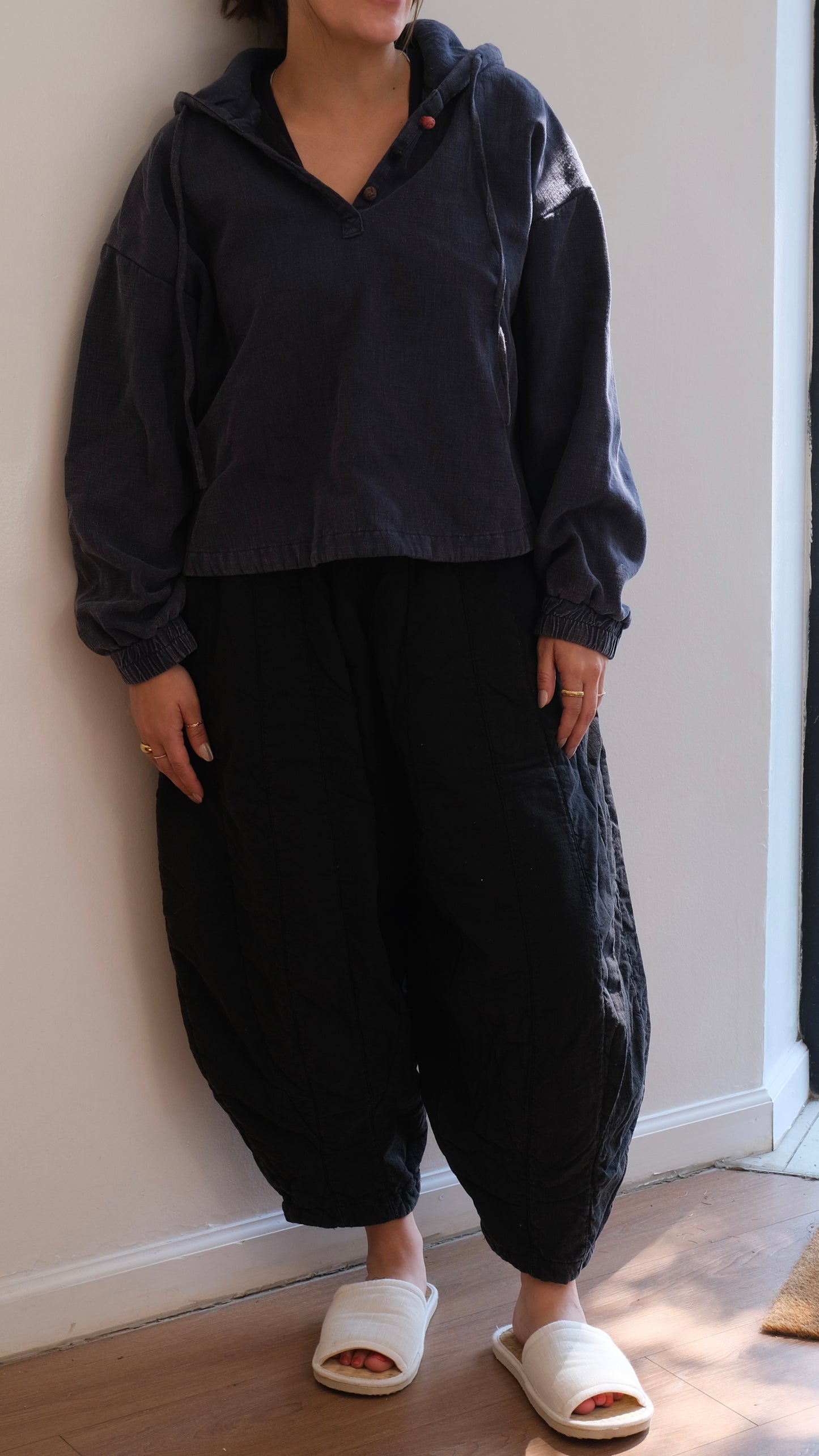 Hoodie cotton 3 button down