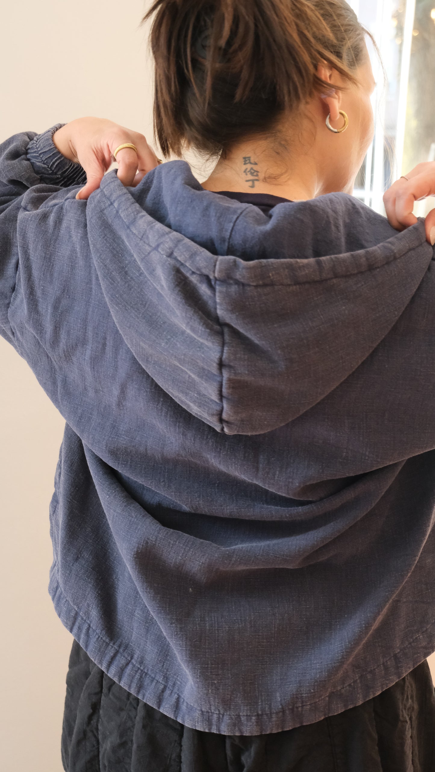 Hoodie cotton 3 button down