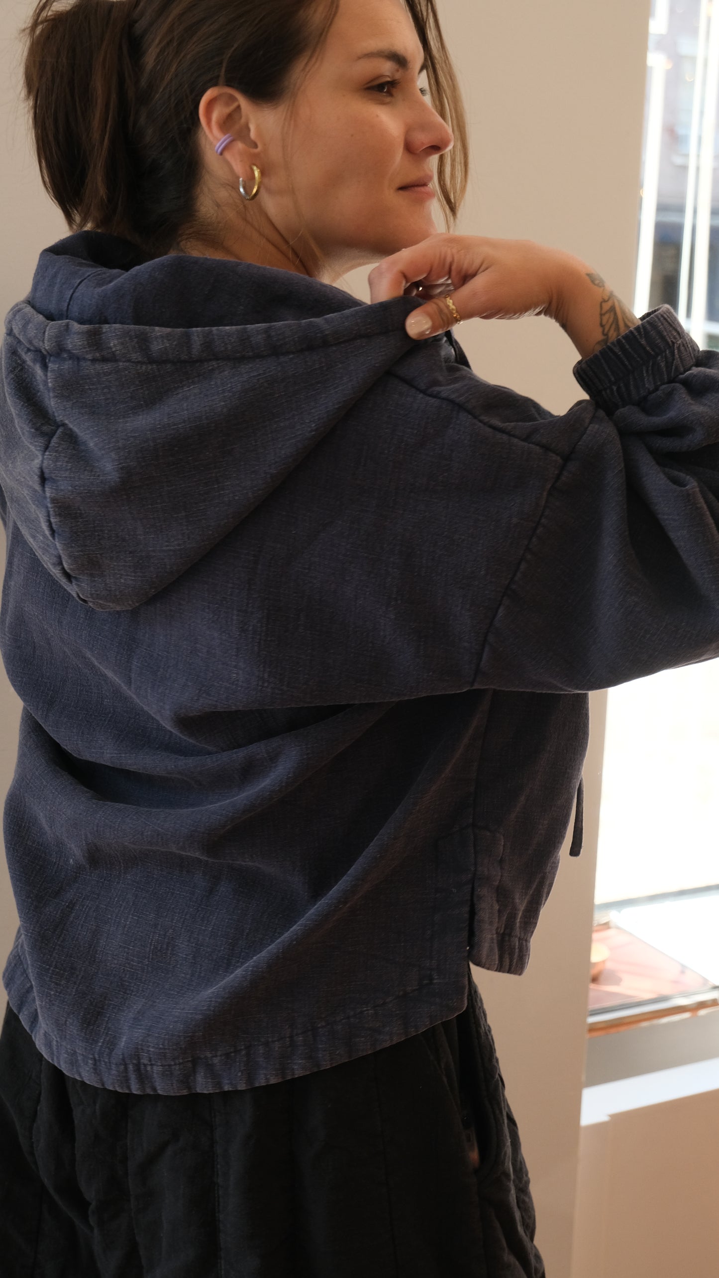 Hoodie cotton 3 button down