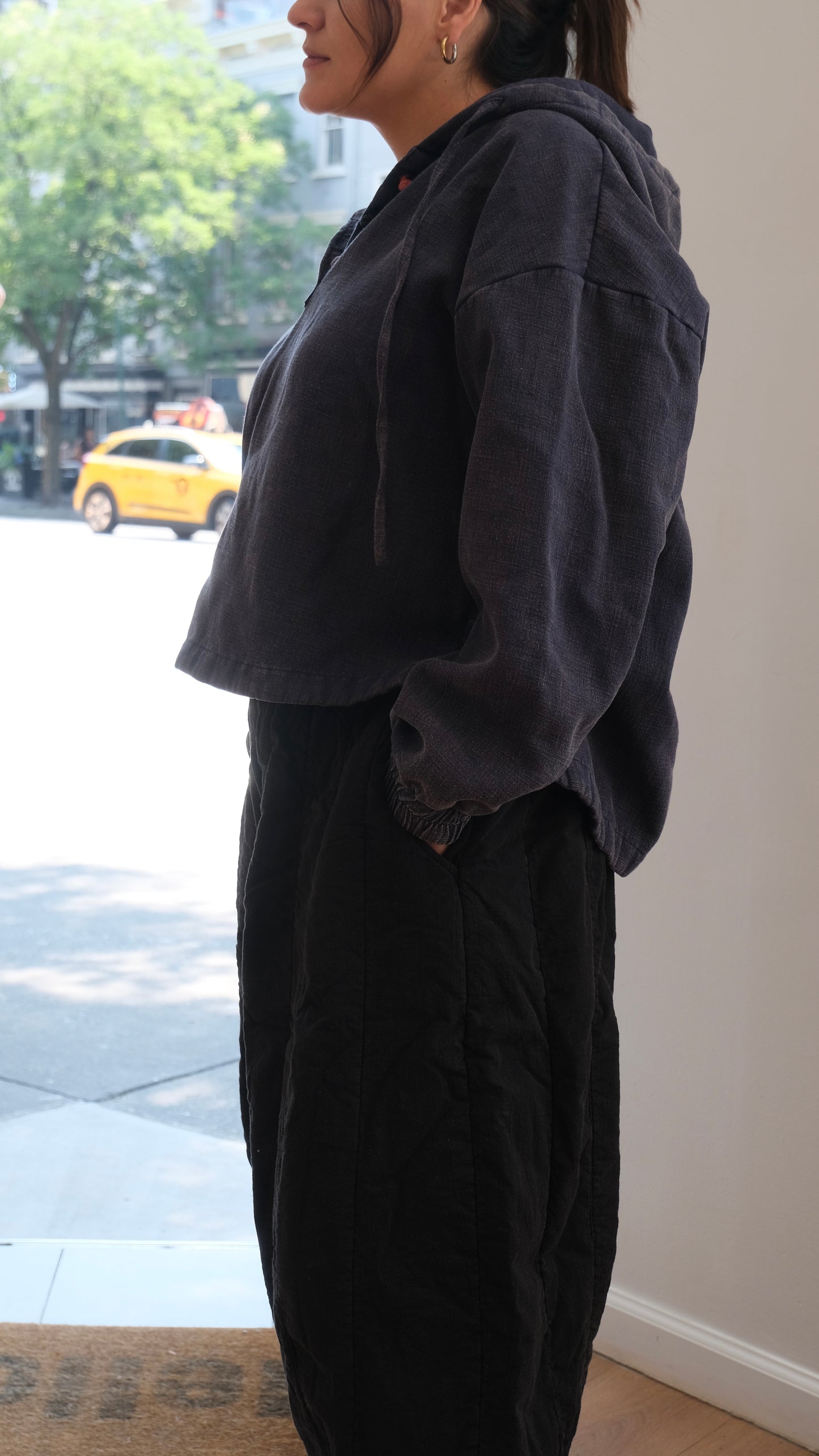 Hoodie cotton 3 button down