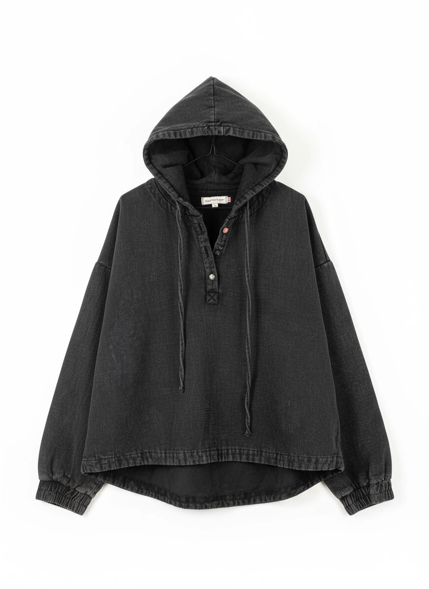 Hoodie cotton 3 button down