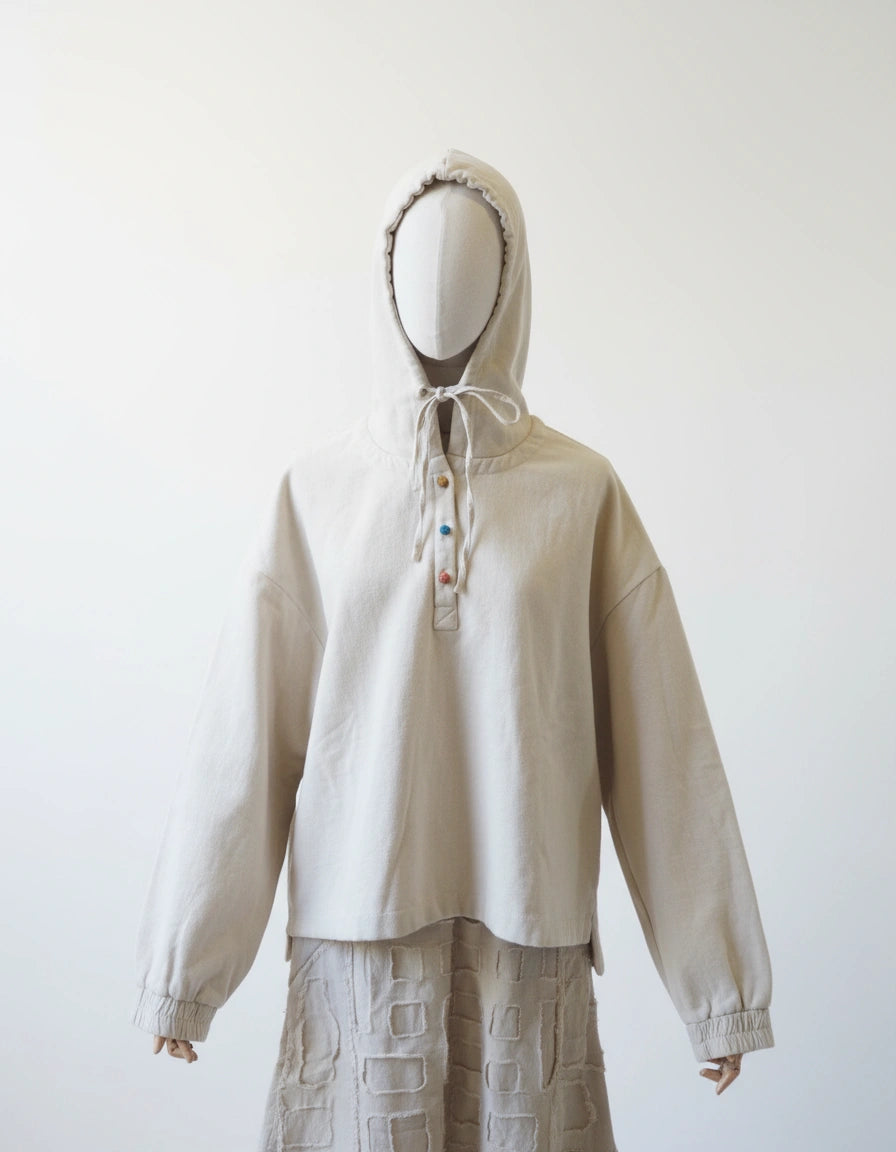 Hoodie cotton 3 button down