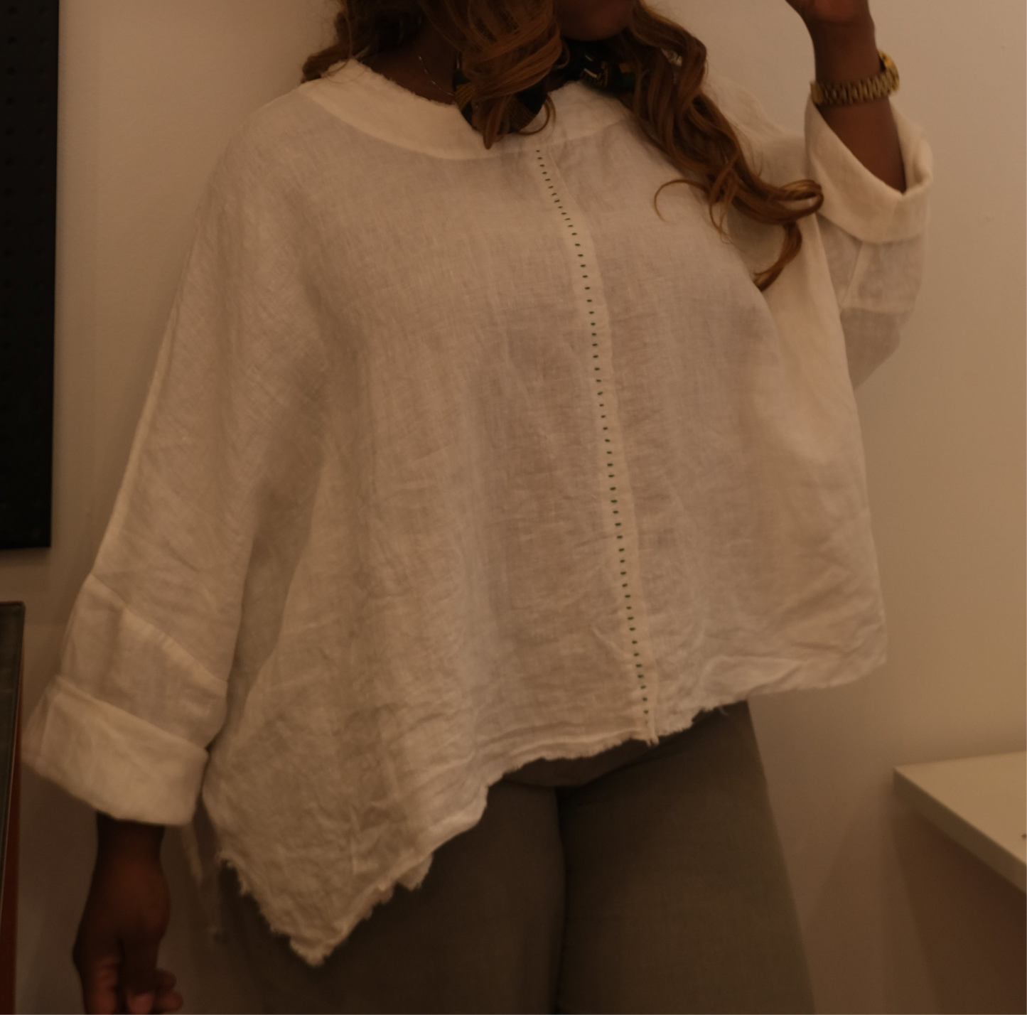 Linen embroidery top