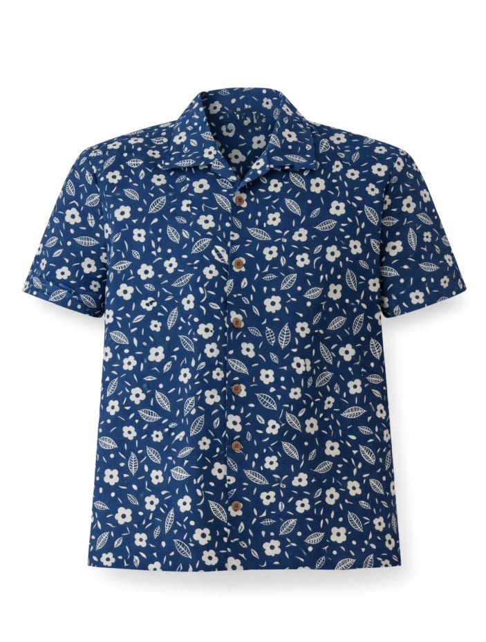 The "Indigo" Artisan Shirt – Hand-Block Printed Cotton