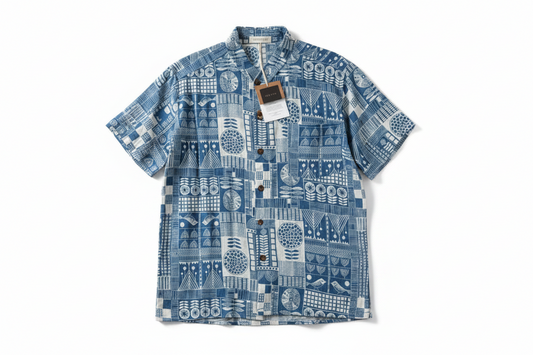 Mandarin Collar Indigo Shirt