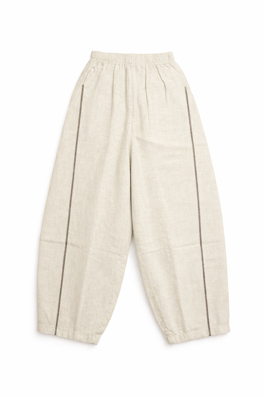 Earth Balloon Pants – Running stitched Linen