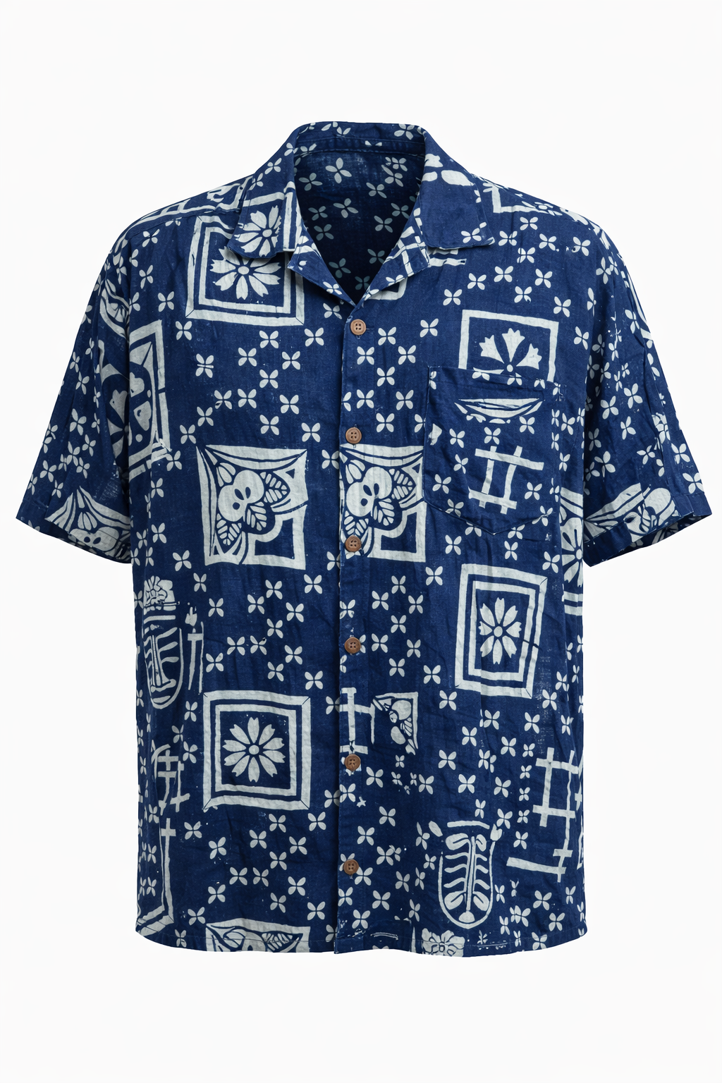 The "Indigo" Artisan Shirt – Hand-Block Printed Cotton