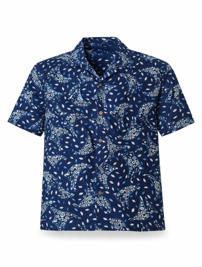 The "Indigo" Artisan Shirt – Hand-Block Printed Cotton