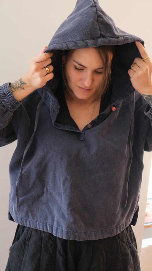 Hoodie cotton 3 button down