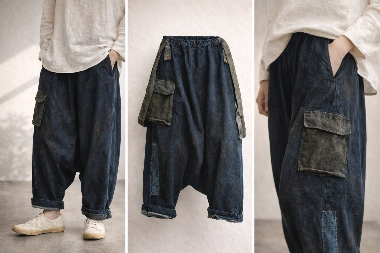 GATHERED PATCH PANTS