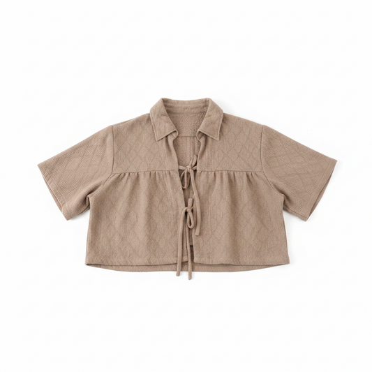 Cropped Tie Collared Shirt