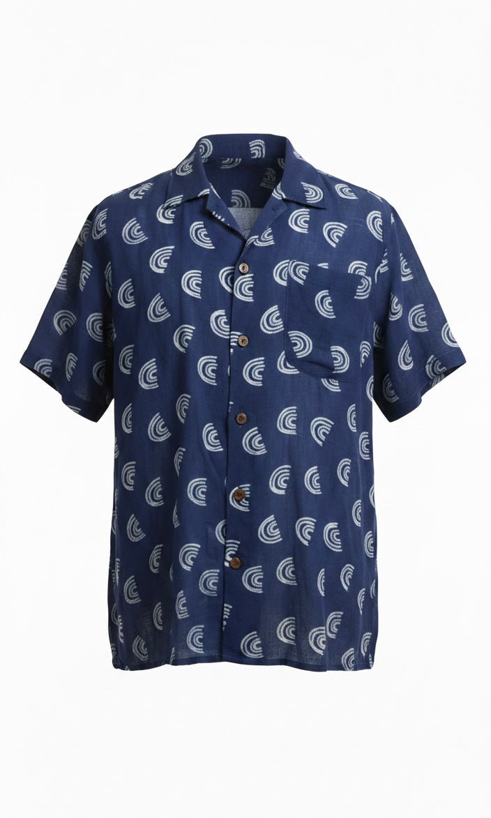 The "Indigo" Artisan Shirt – Hand-Block Printed Cotton