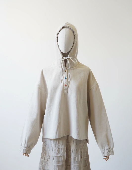 Hoodie cotton 3 button down