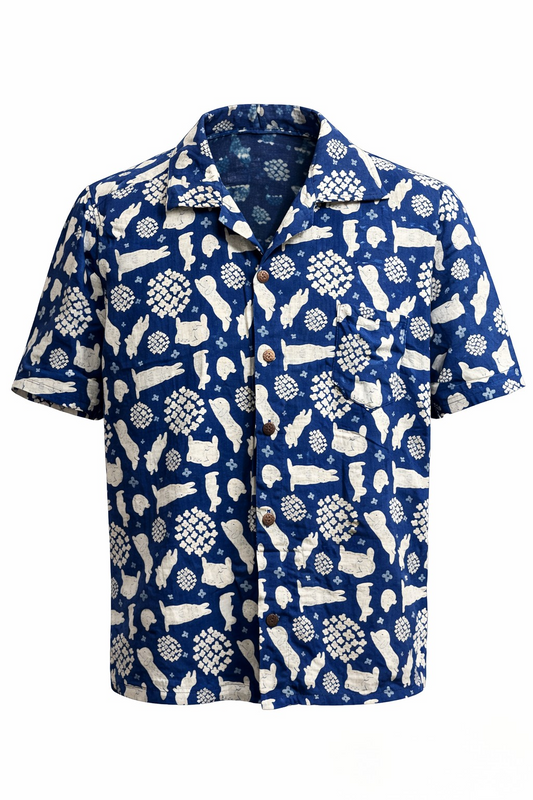 The "Indigo" Artisan Shirt – Hand-Block Printed Cotton