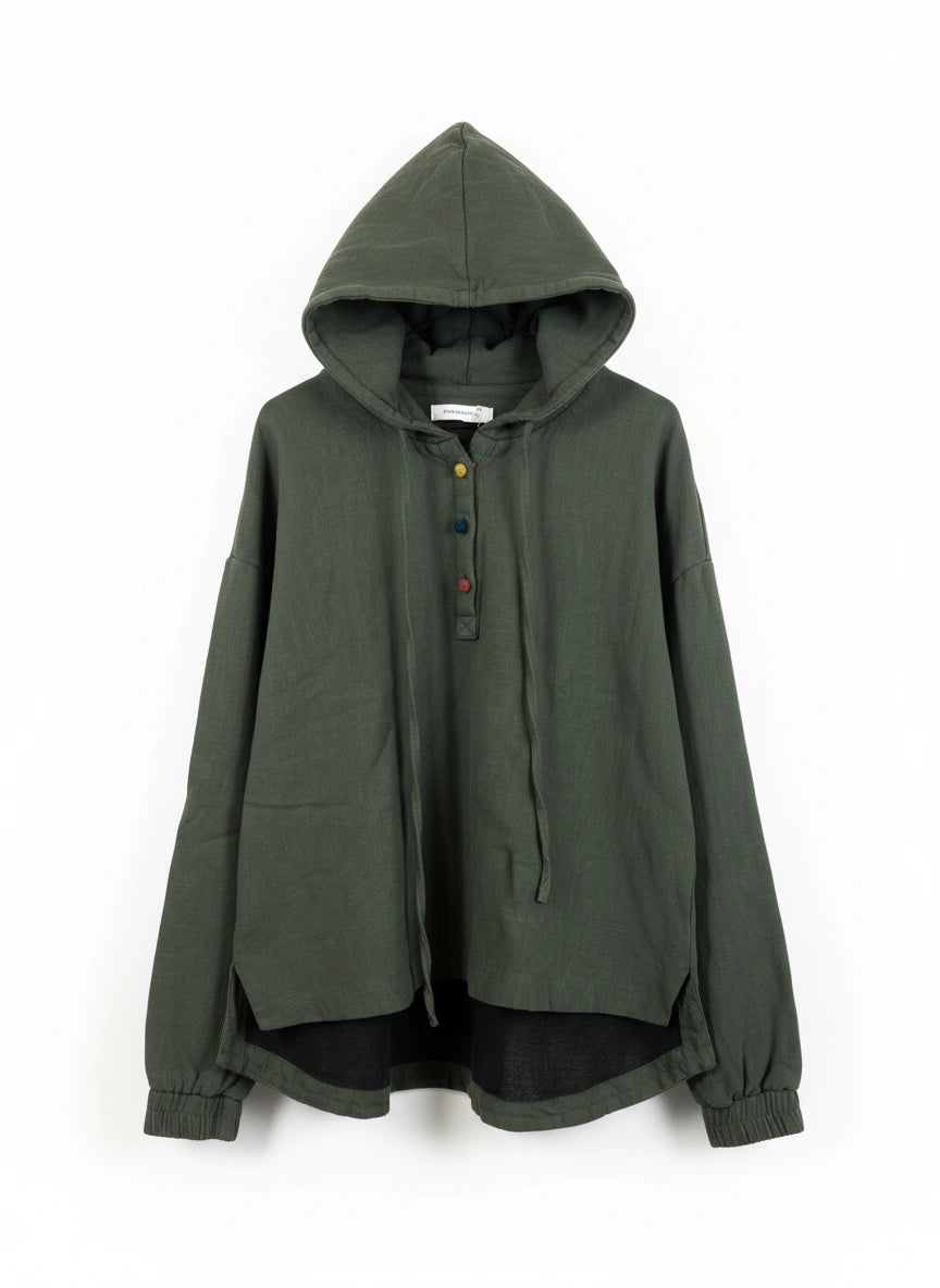 Hoodie cotton 3 button down