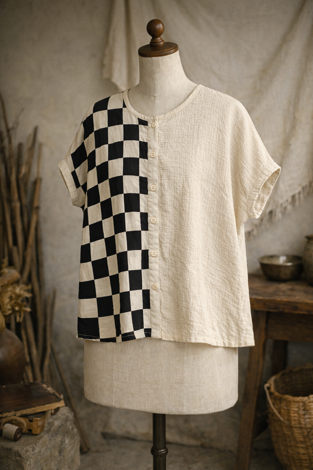 Checkered Artistsans Cotton Top
