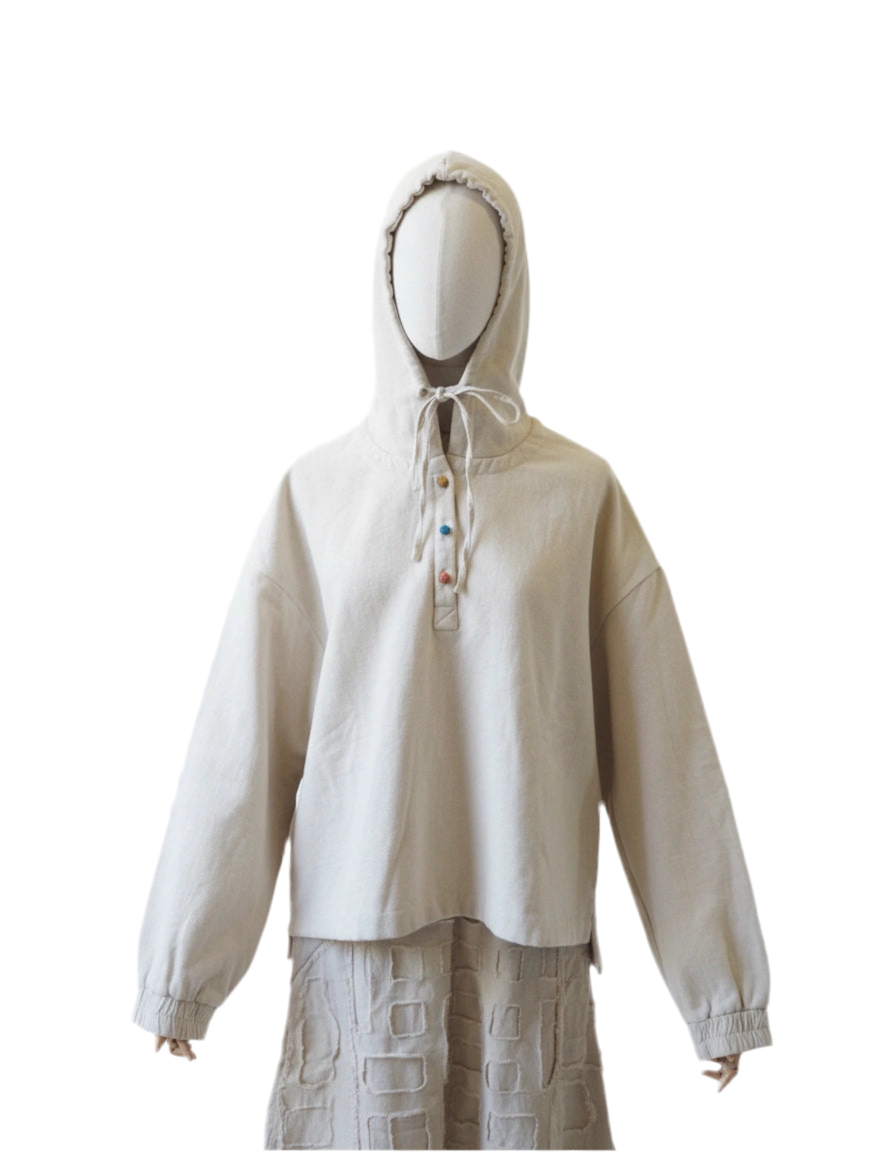 Hoodie cotton 3 button down