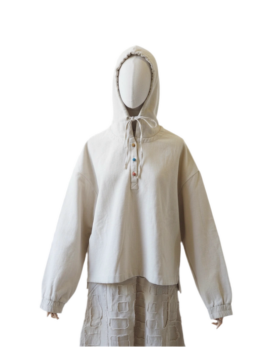 Hoodie cotton 3 button down