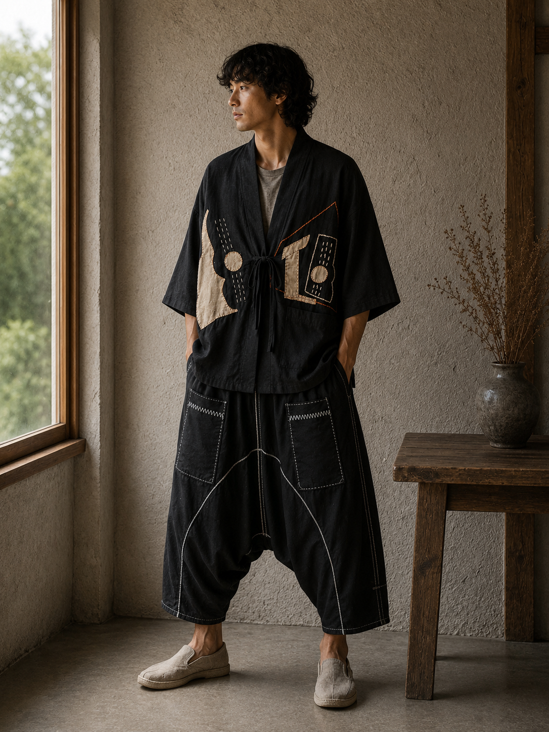 Abstract Stitch Kimono