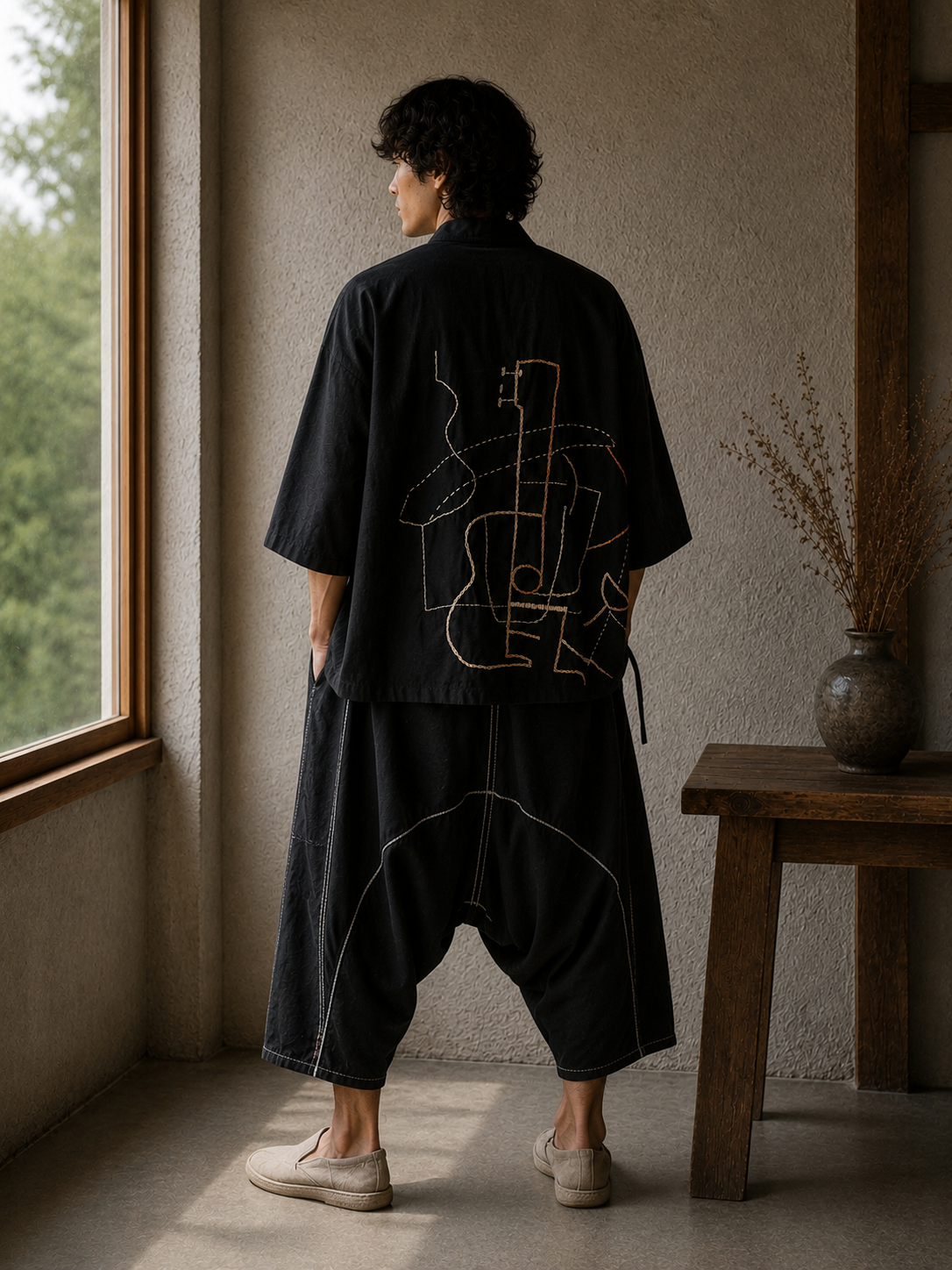Abstract Stitch Kimono